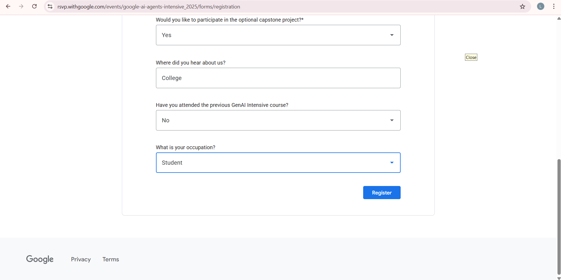 How to apply 5-day Ai agent Course with Google
