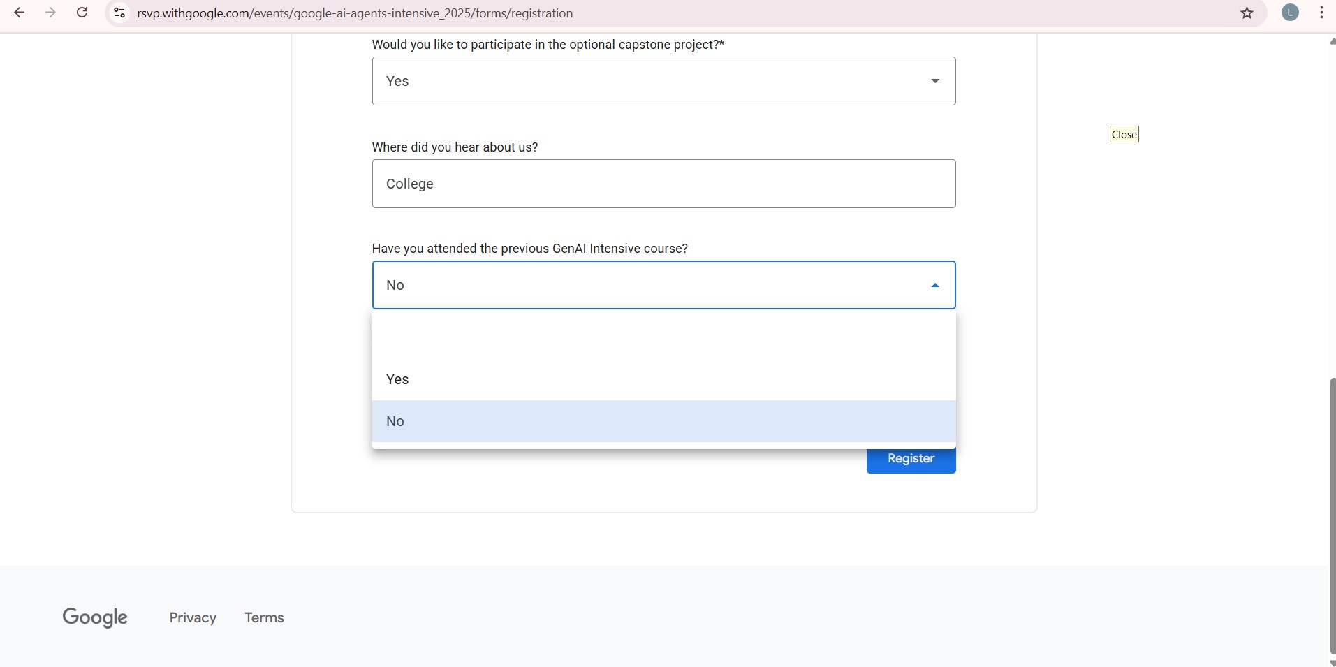 How to apply 5-day Ai agent Course with Google